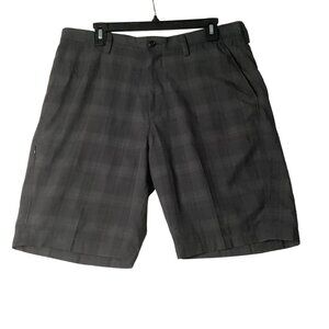 Haggar Plaid Khaki Golfer Dress Shorts Men 34 36 Dark Gray Charcoal Black Shorts